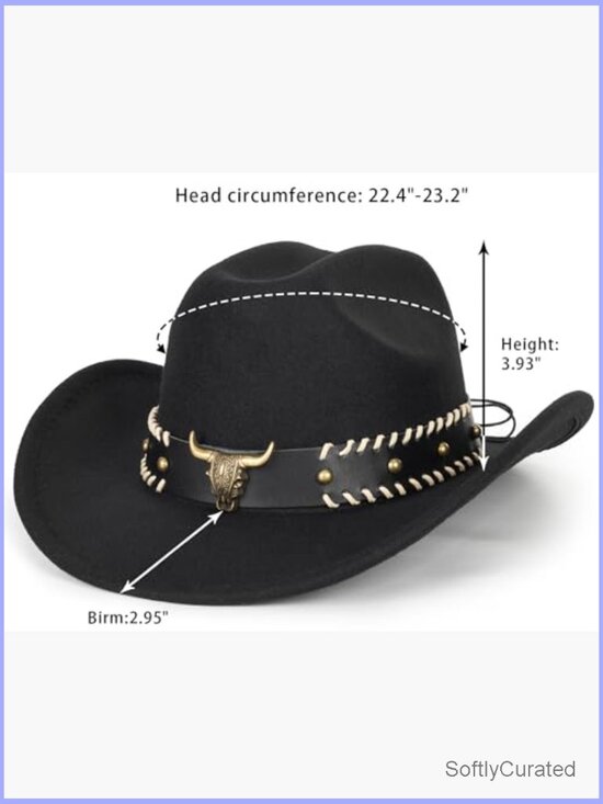 Classic Western Felt Roll-Up-Brim Cowboy Hat - Bling Studs main image 4